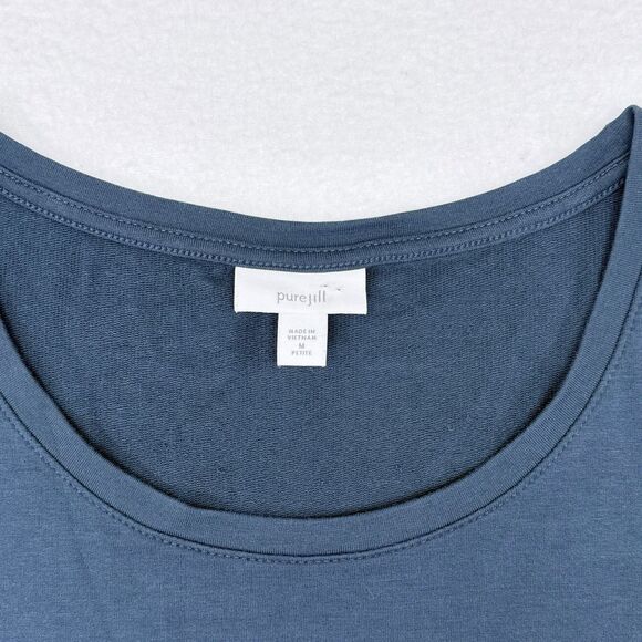 J Jill Pure Jill Dress Size‎ Medium Petite Blue Pullover Jersey Knit Pockets - Picture 4 of 8